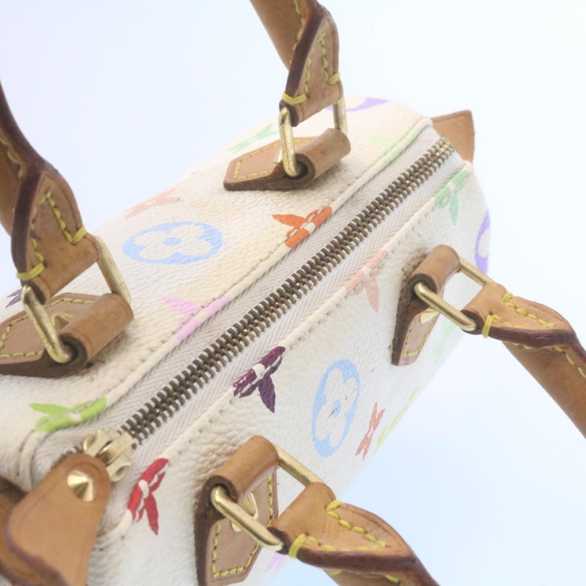 LOUIS VUITTON Monogram Multicolor Mini Speedy Hand Bag White M92645 Auth am1013g