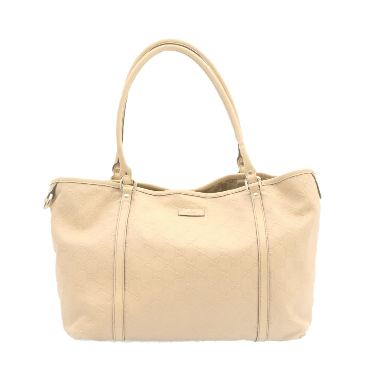 GUCCI Gucci Shima Tote Bag Leather Beige Auth am1040g