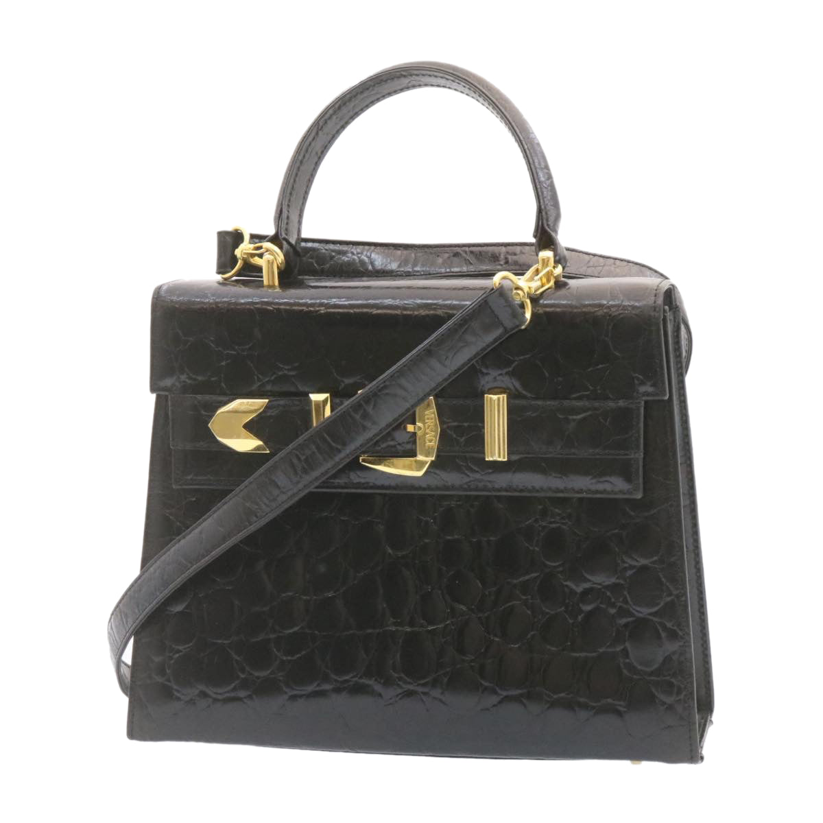 Gianni Versace Shoulder Hand Bag 2Way Leather Black Auth am1133g