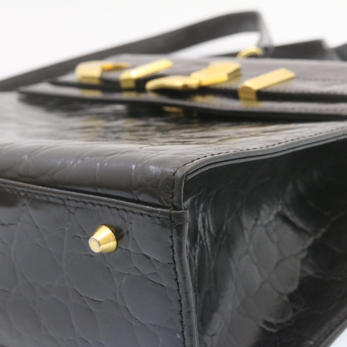 Gianni Versace Shoulder Hand Bag 2Way Leather Black Auth am1133g