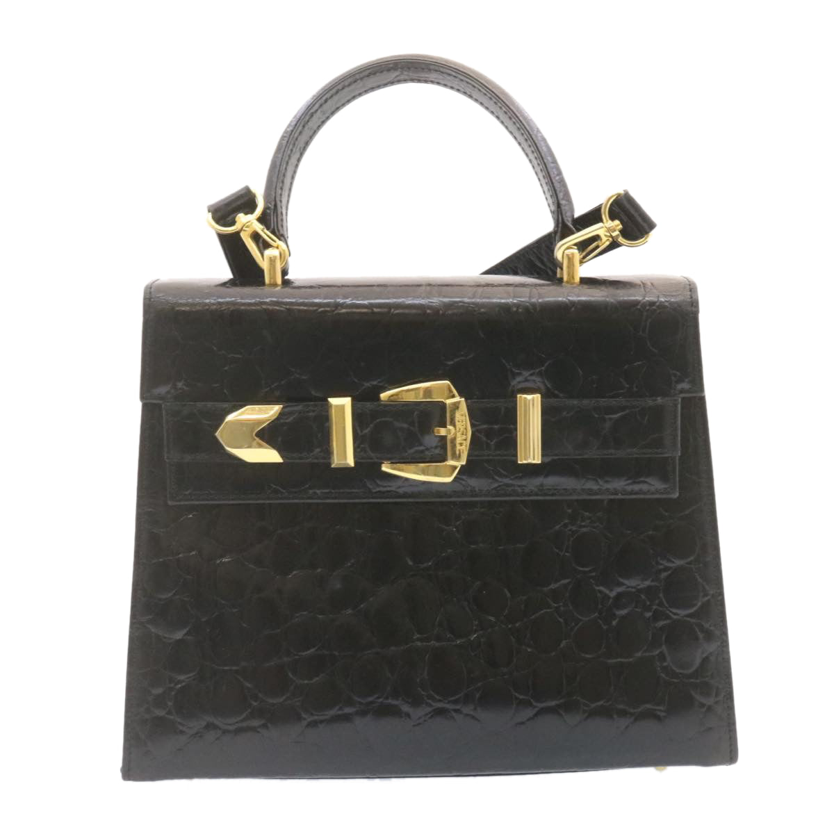 Gianni Versace Shoulder Hand Bag 2Way Leather Black Auth am1133g