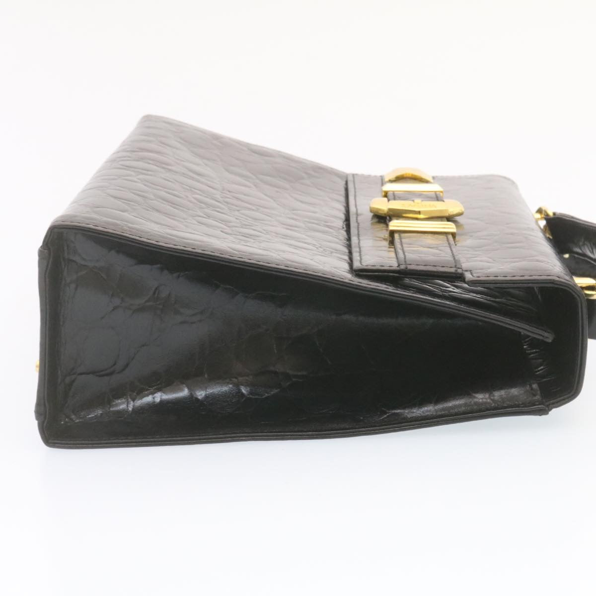 Gianni Versace Shoulder Hand Bag 2Way Leather Black Auth am1133g