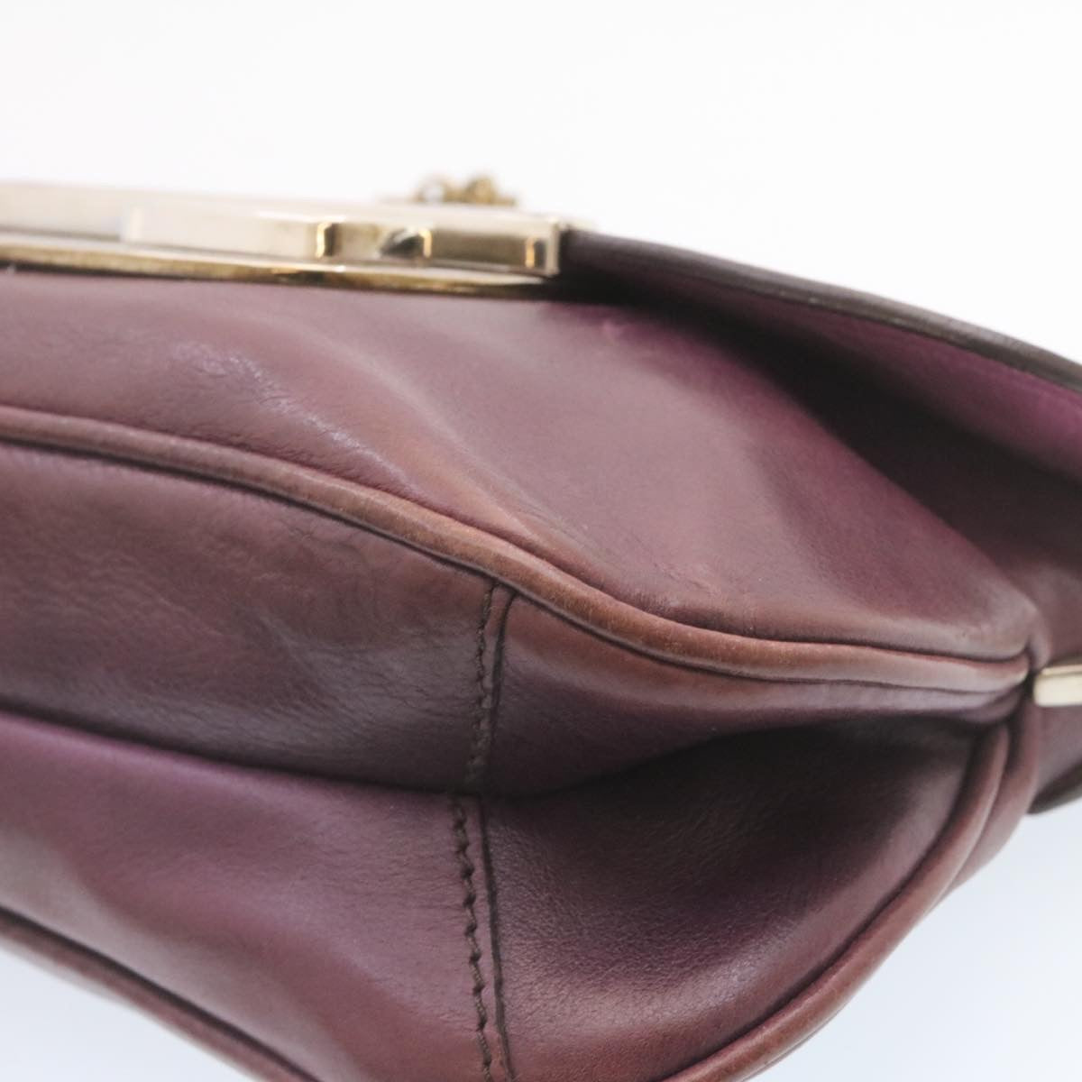 PRADA Chain Shoulder Bag Leather Purple Auth am1163g