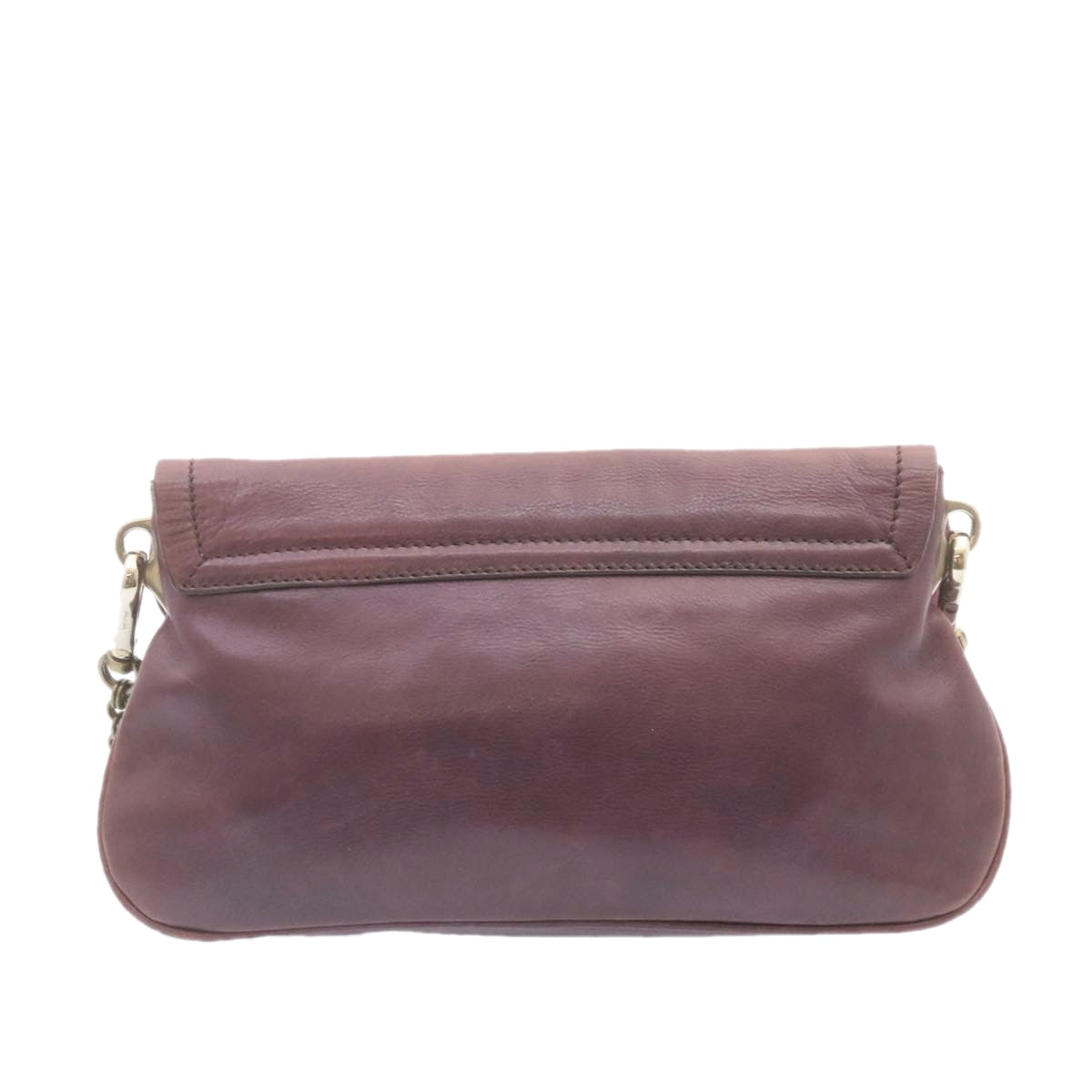 PRADA Chain Shoulder Bag Leather Purple Auth am1163g