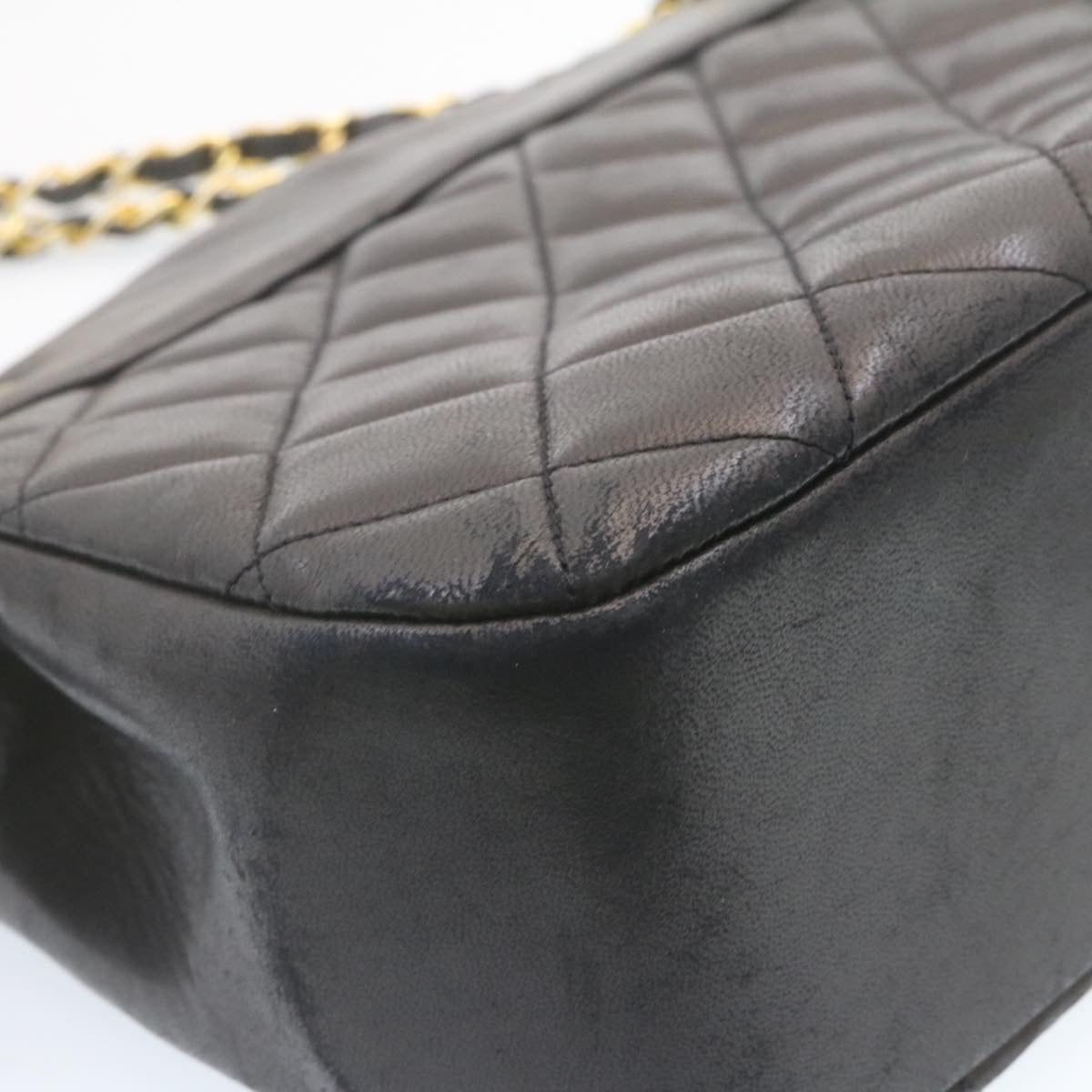 CHANEL Lamb Skin Matelasse Chain Shoulder Bag Black CC Auth am1201gA