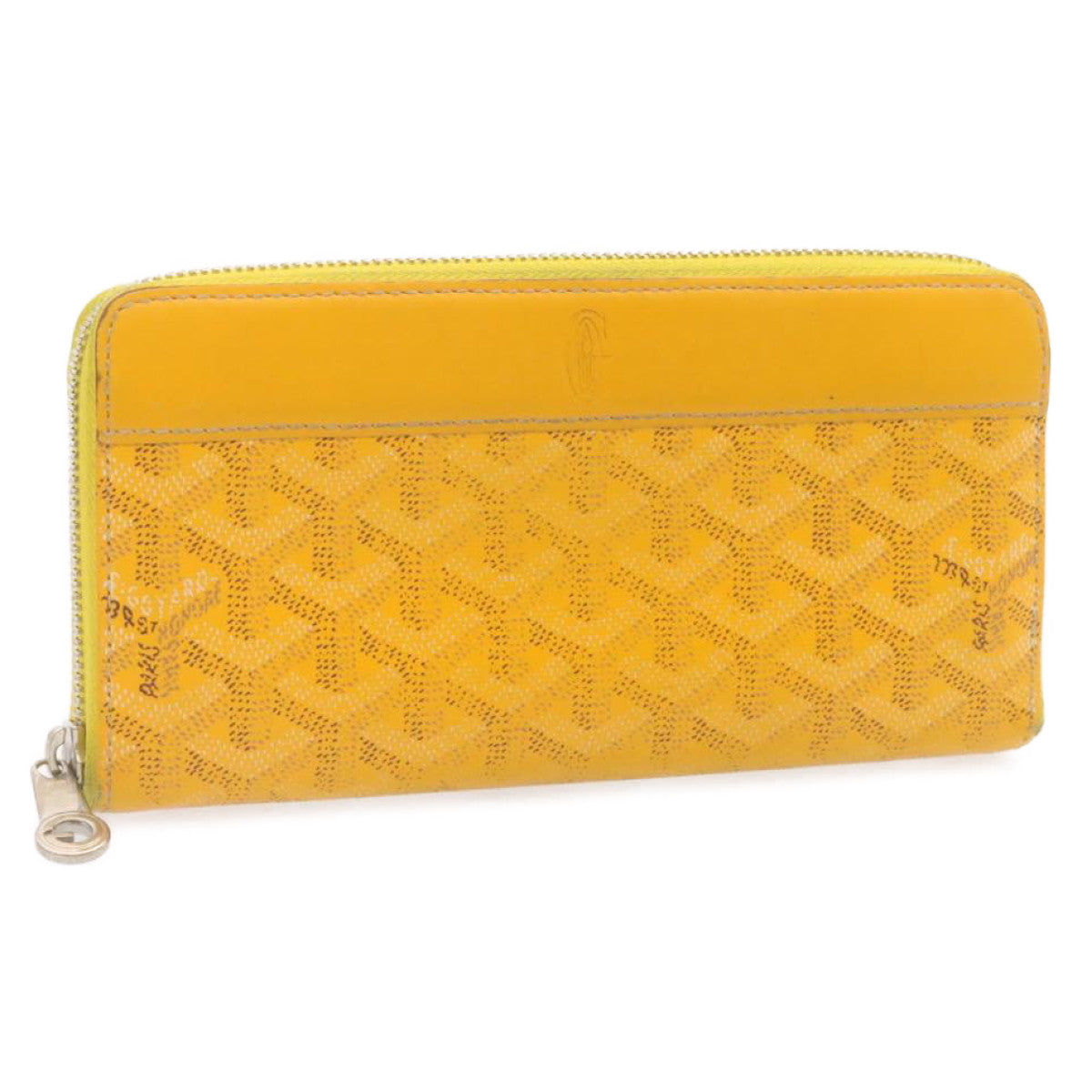 GOYARD Matignon Zip GM Long Wallet PVC Leather Yellow Auth am1278g