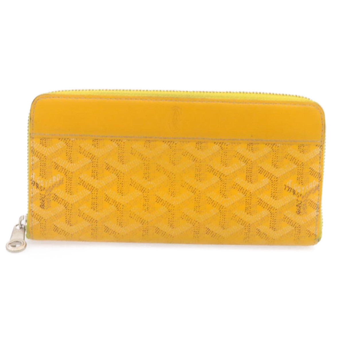 GOYARD Matignon Zip GM Long Wallet PVC Leather Yellow Auth am1278g