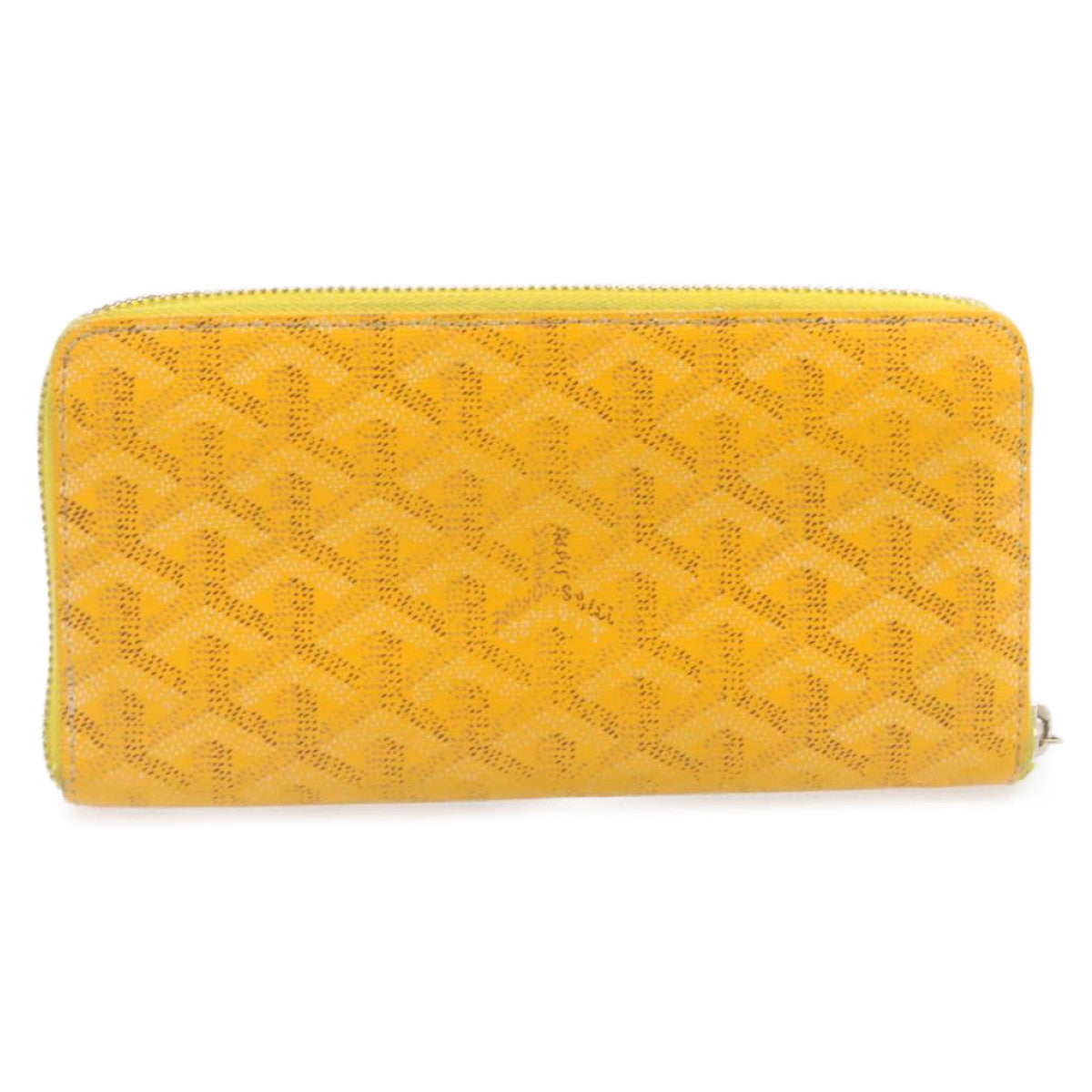 GOYARD Matignon Zip GM Long Wallet PVC Leather Yellow Auth am1278g