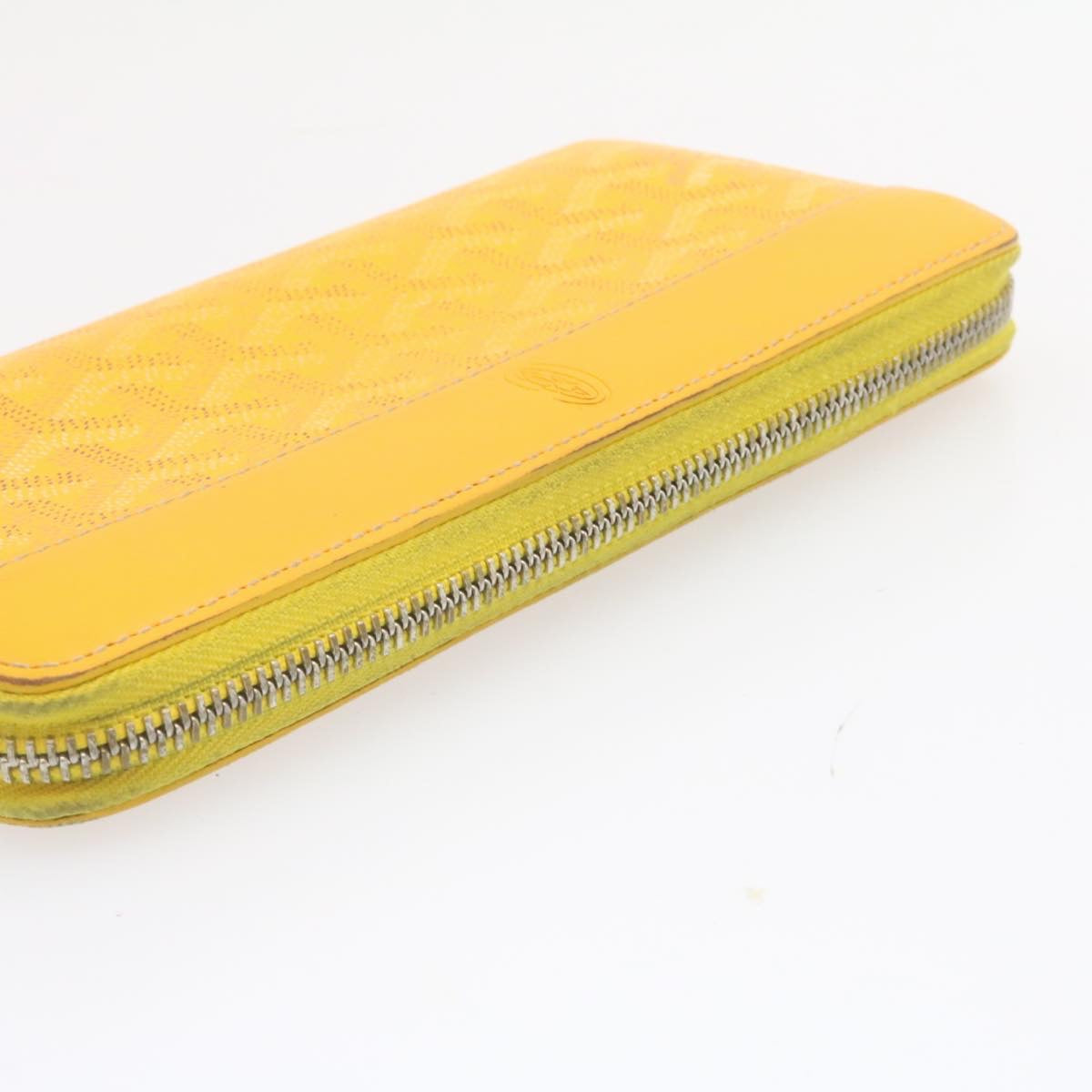 GOYARD Matignon Zip GM Long Wallet PVC Leather Yellow Auth am1278g