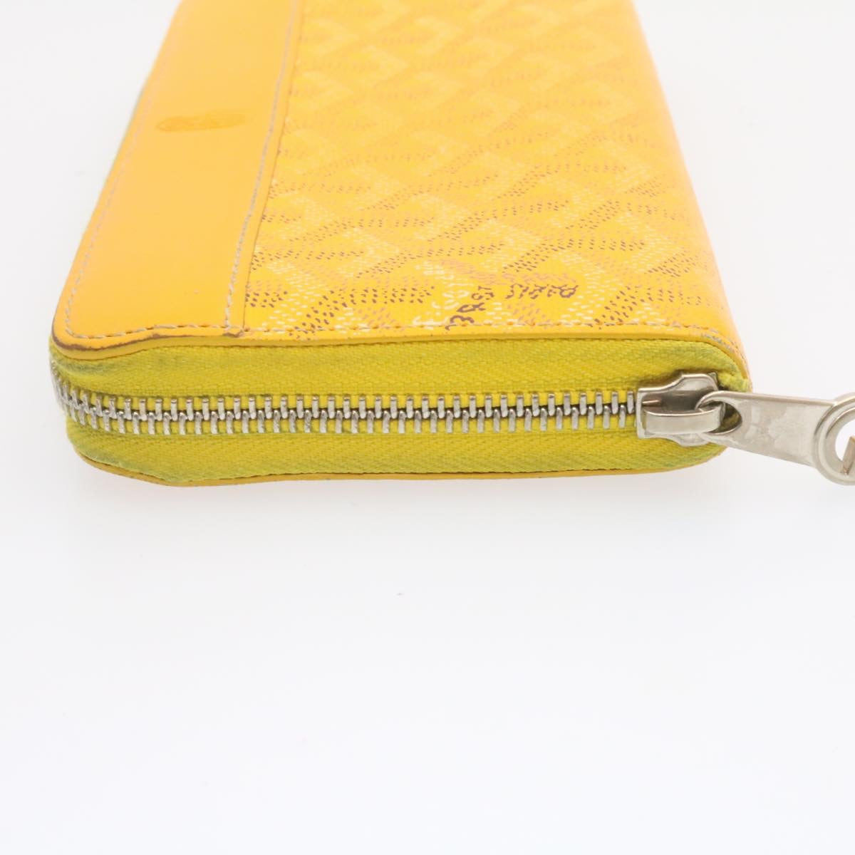 GOYARD Matignon Zip GM Long Wallet PVC Leather Yellow Auth am1278g