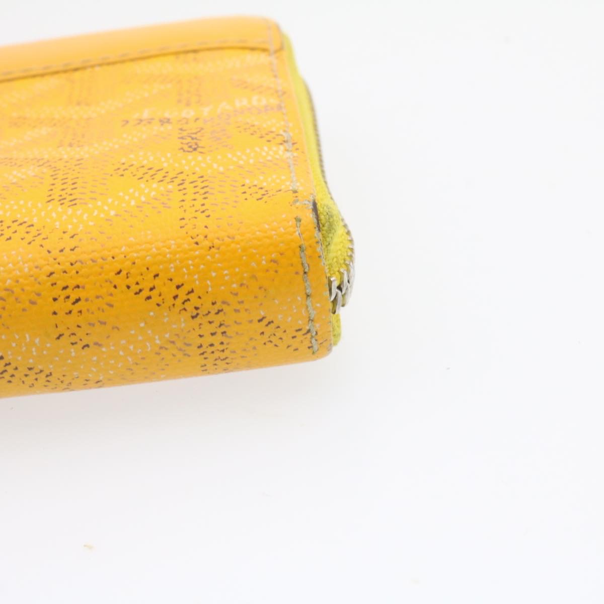 GOYARD Matignon Zip GM Long Wallet PVC Leather Yellow Auth am1278g