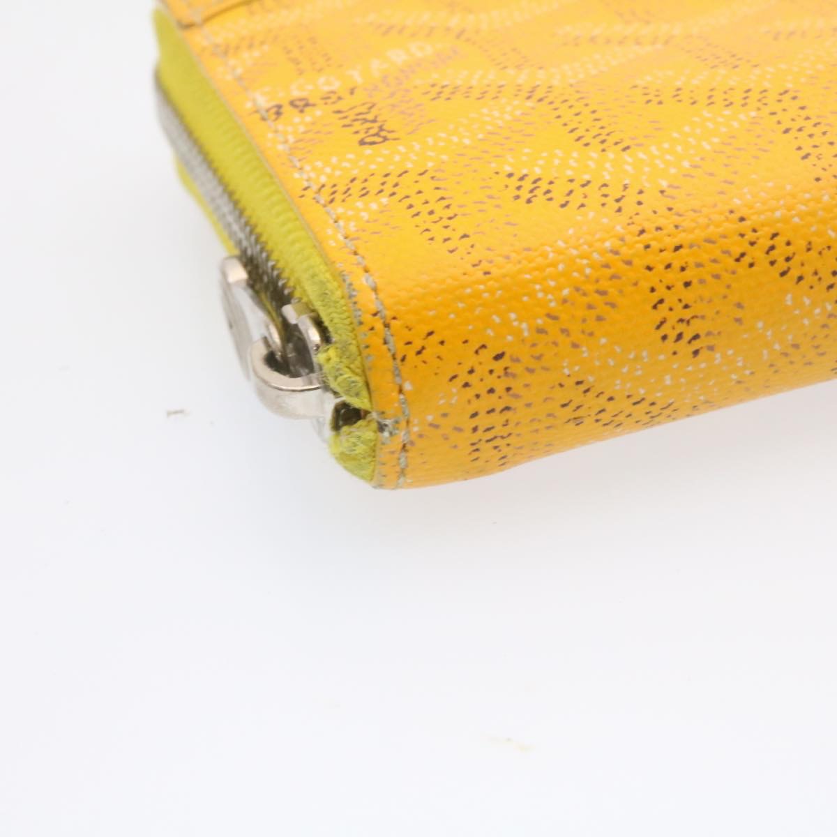 GOYARD Matignon Zip GM Long Wallet PVC Leather Yellow Auth am1278g