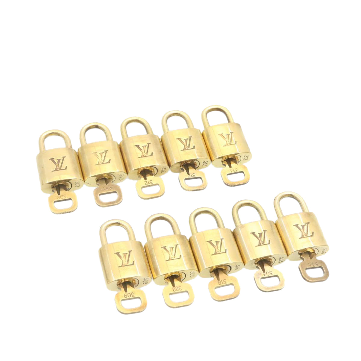 LOUIS VUITTON Padlock 10set Padlock Gold Tone LV Auth am1291g