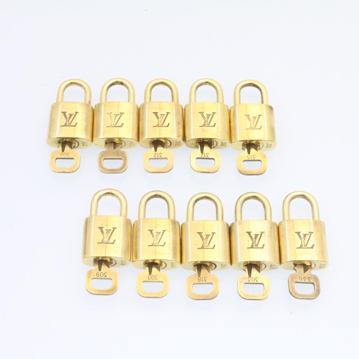 LOUIS VUITTON Padlock 10set Padlock Gold Tone LV Auth am1291g