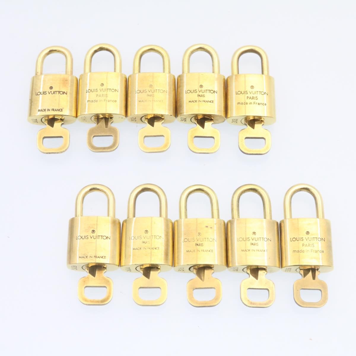 LOUIS VUITTON Padlock 10set Padlock Gold Tone LV Auth am1291g