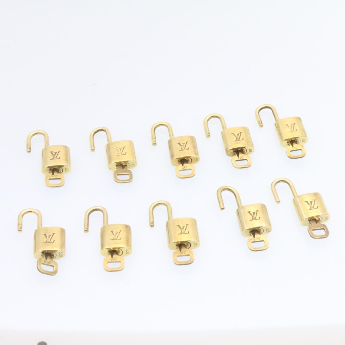 LOUIS VUITTON Padlock 10set Padlock Gold Tone LV Auth am1291g