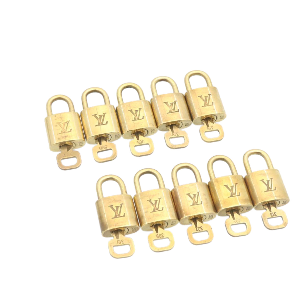 LOUIS VUITTON Padlock 10set Padlock Gold Tone LV Auth am1294g