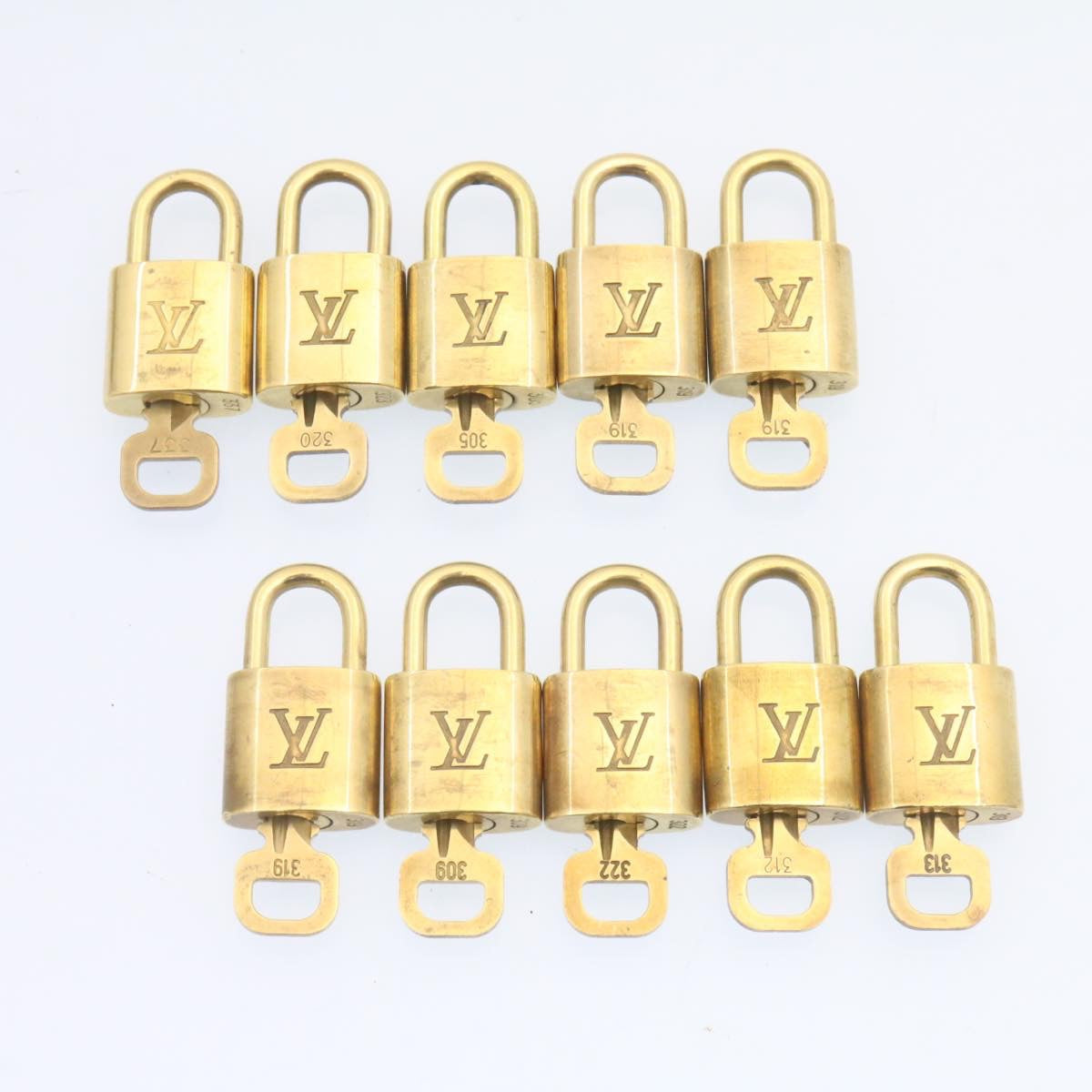 LOUIS VUITTON Padlock 10set Padlock Gold Tone LV Auth am1294g