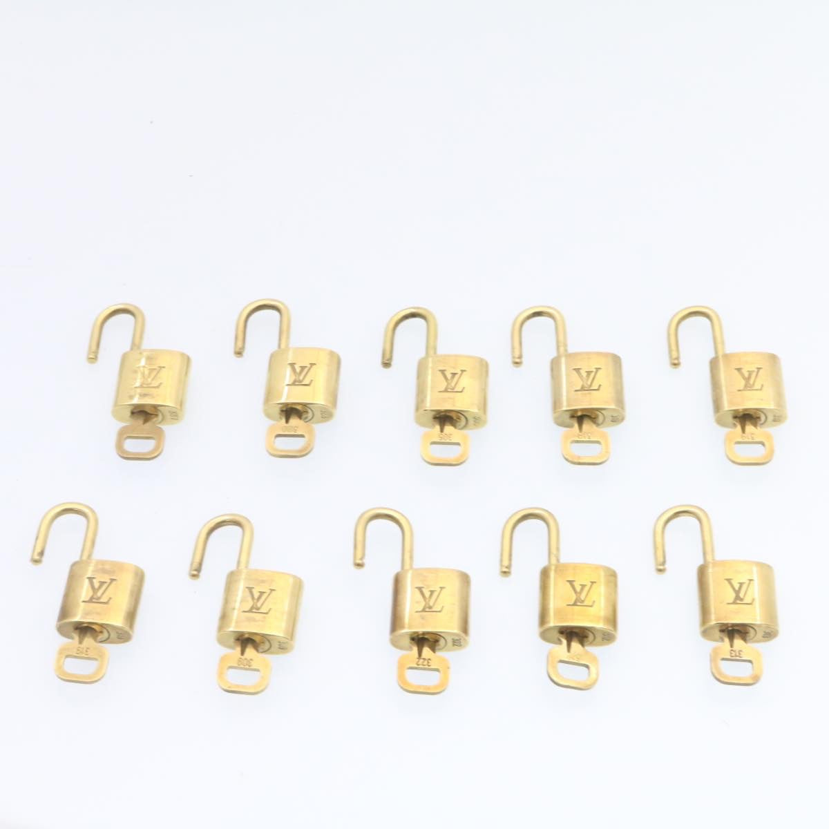 LOUIS VUITTON Padlock 10set Padlock Gold Tone LV Auth am1294g