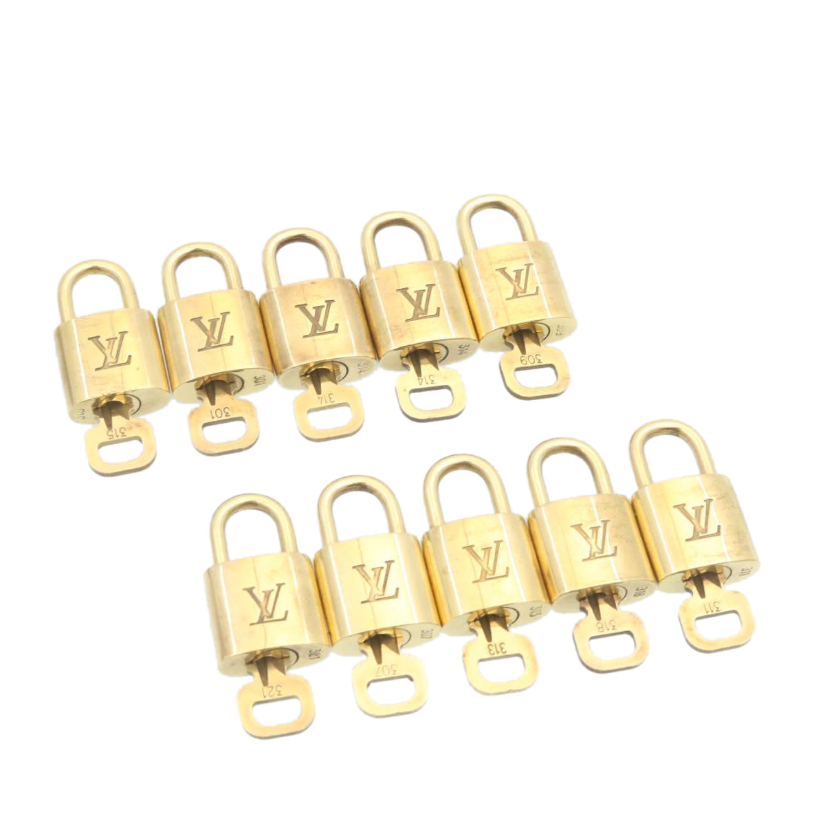 LOUIS VUITTON Padlock 10set Padlock Gold Tone LV Auth am1295g