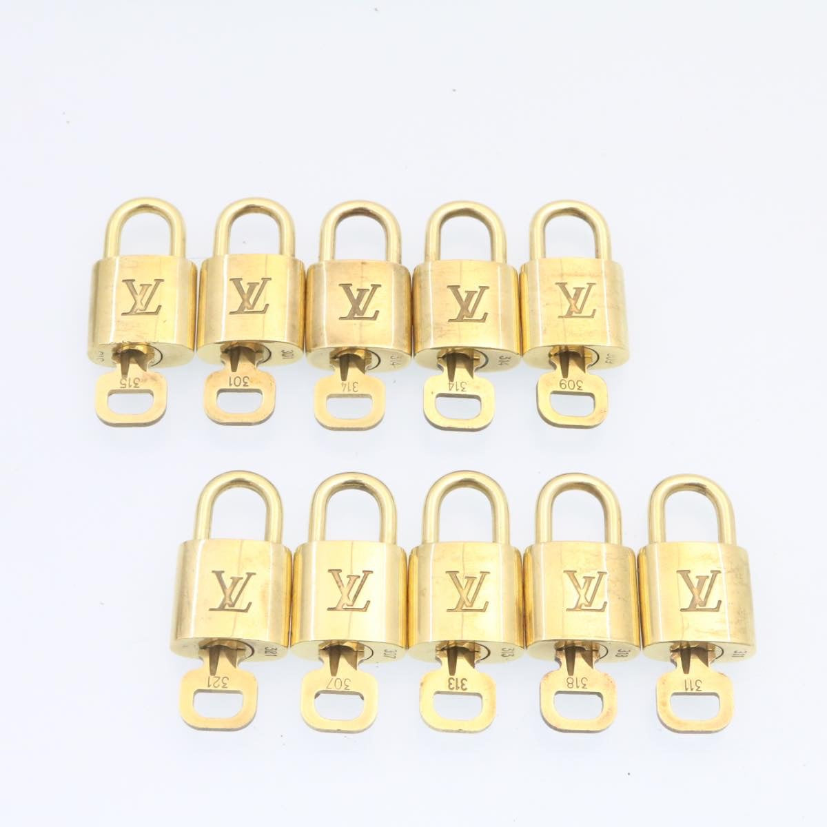 LOUIS VUITTON Padlock 10set Padlock Gold Tone LV Auth am1295g