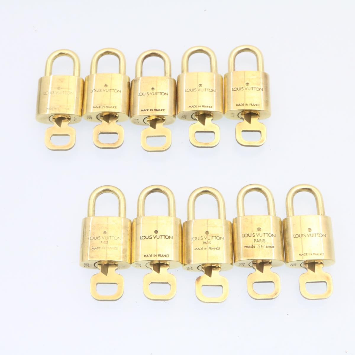 LOUIS VUITTON Padlock 10set Padlock Gold Tone LV Auth am1295g