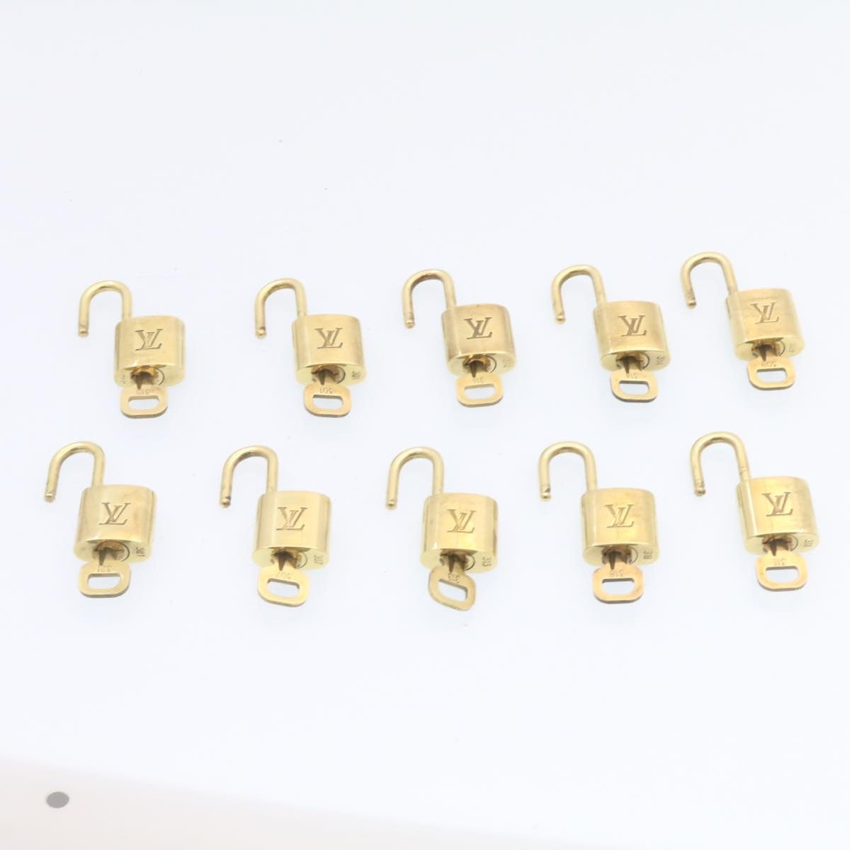 LOUIS VUITTON Padlock 10set Padlock Gold Tone LV Auth am1295g