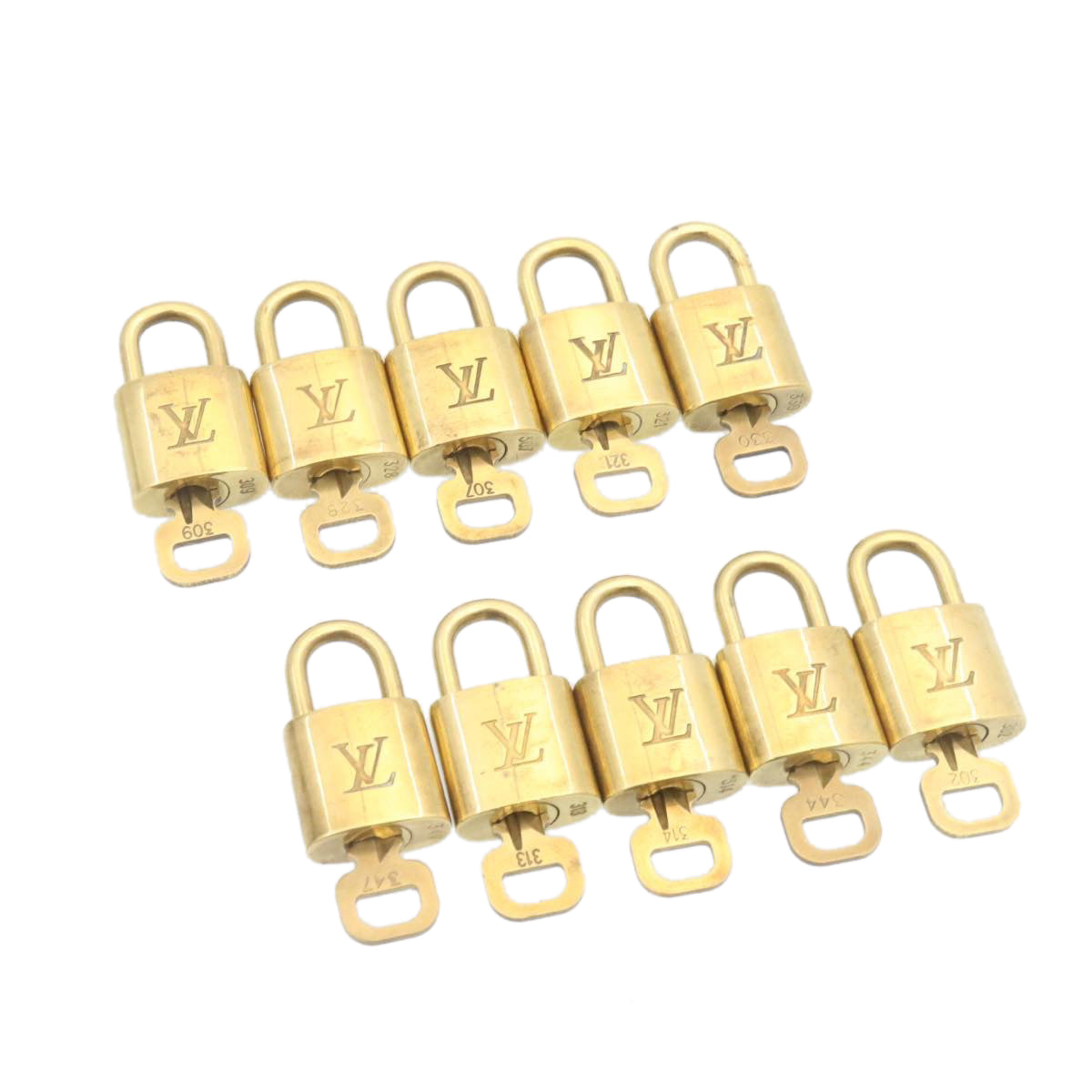 LOUIS VUITTON Padlock 10set Padlock Gold Tone LV Auth am1296g