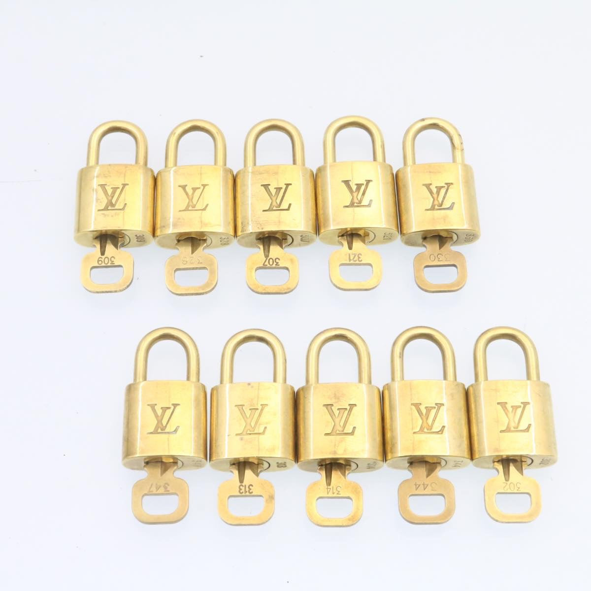 LOUIS VUITTON Padlock 10set Padlock Gold Tone LV Auth am1296g