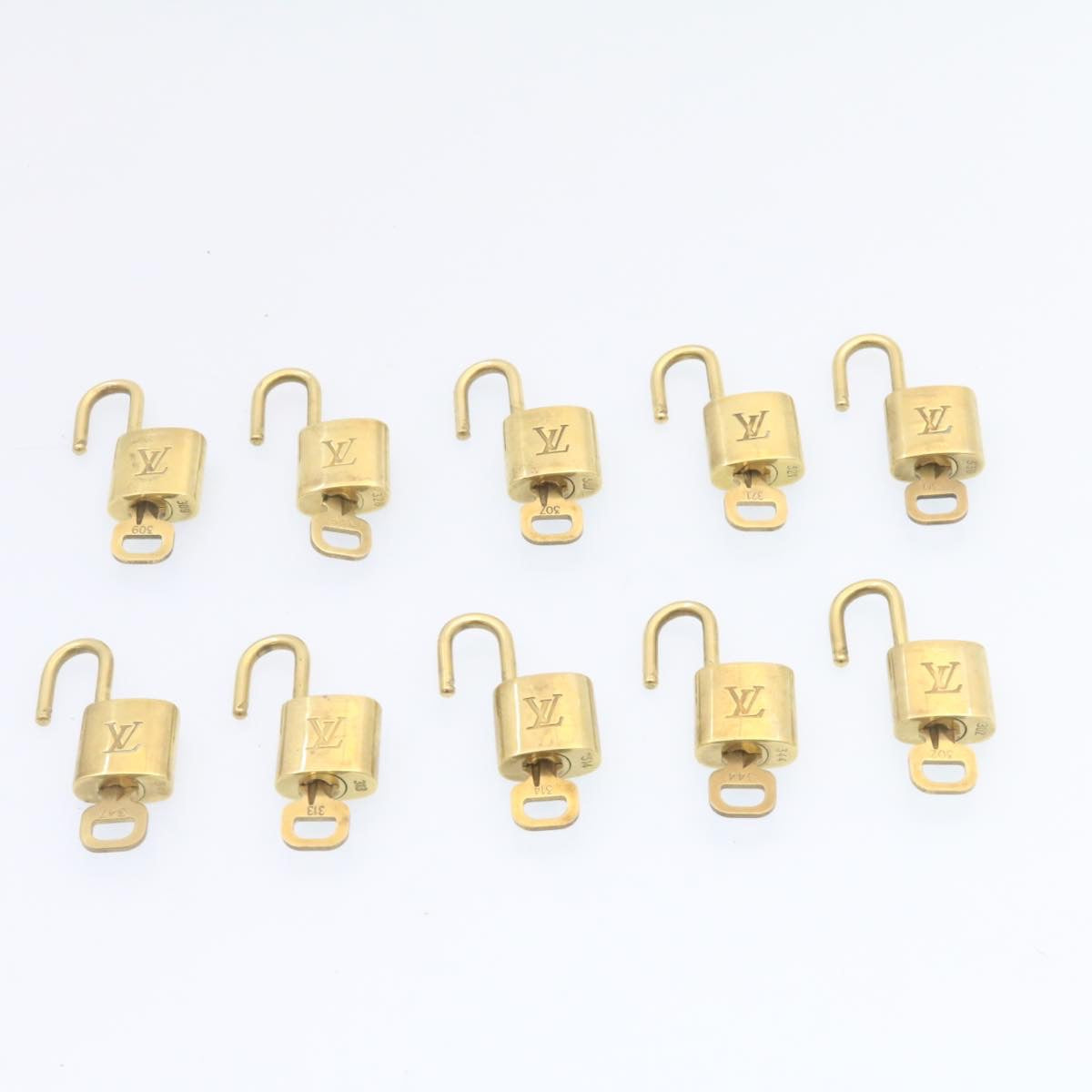 LOUIS VUITTON Padlock 10set Padlock Gold Tone LV Auth am1296g