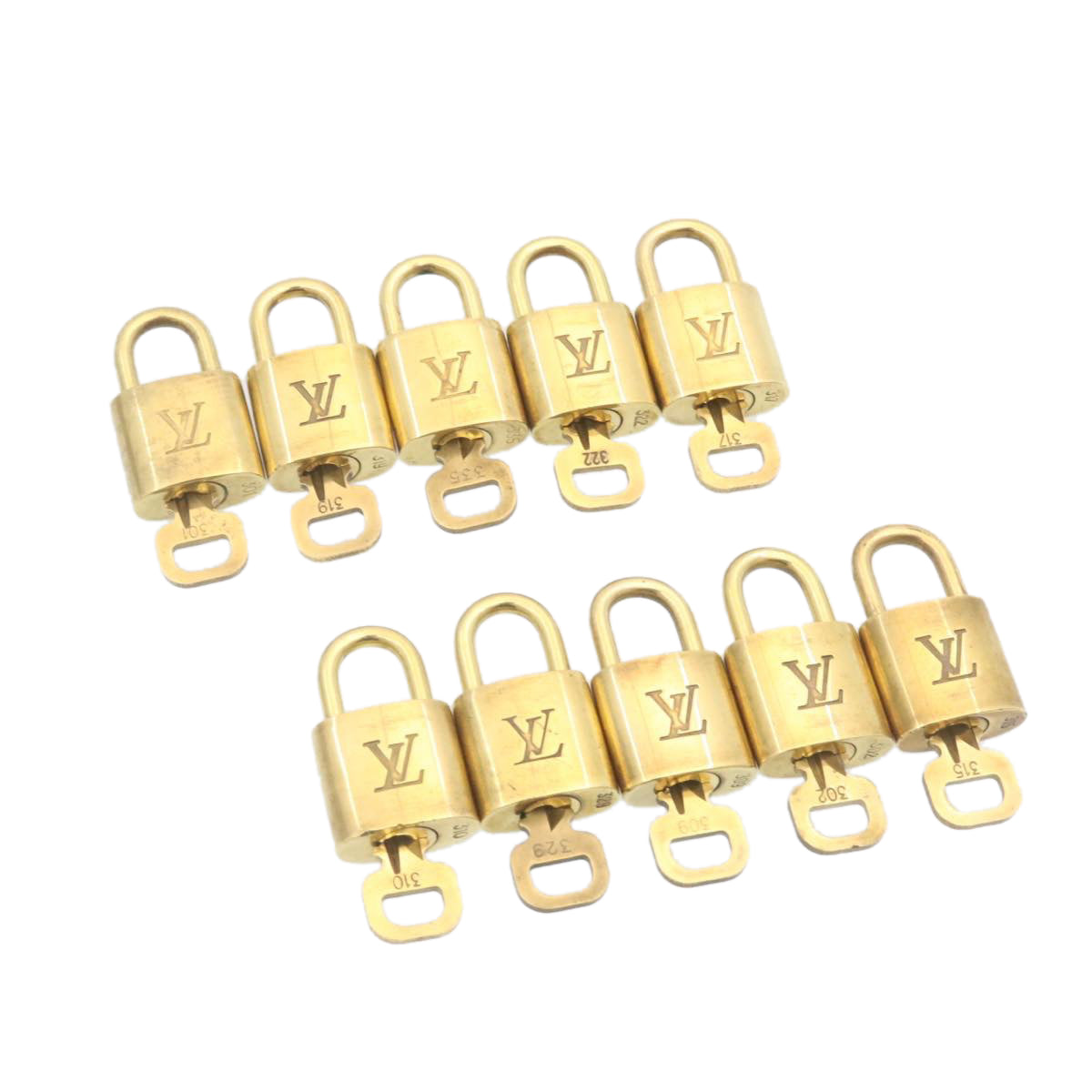 LOUIS VUITTON Padlock 10set Padlock Gold Tone LV Auth am1297g