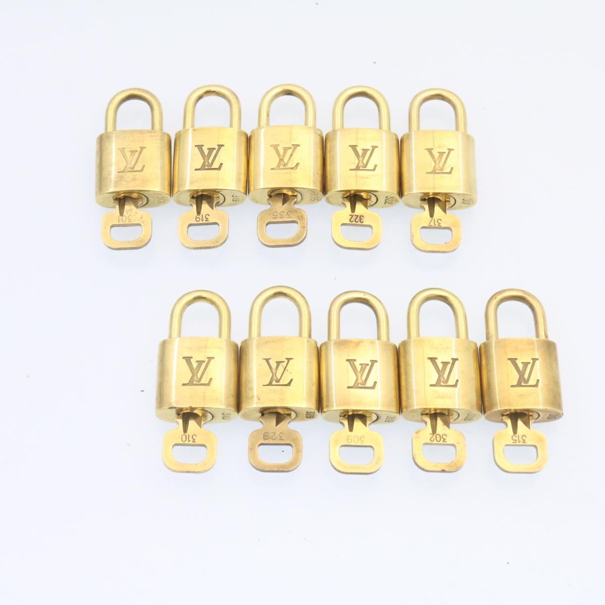 LOUIS VUITTON Padlock 10set Padlock Gold Tone LV Auth am1297g