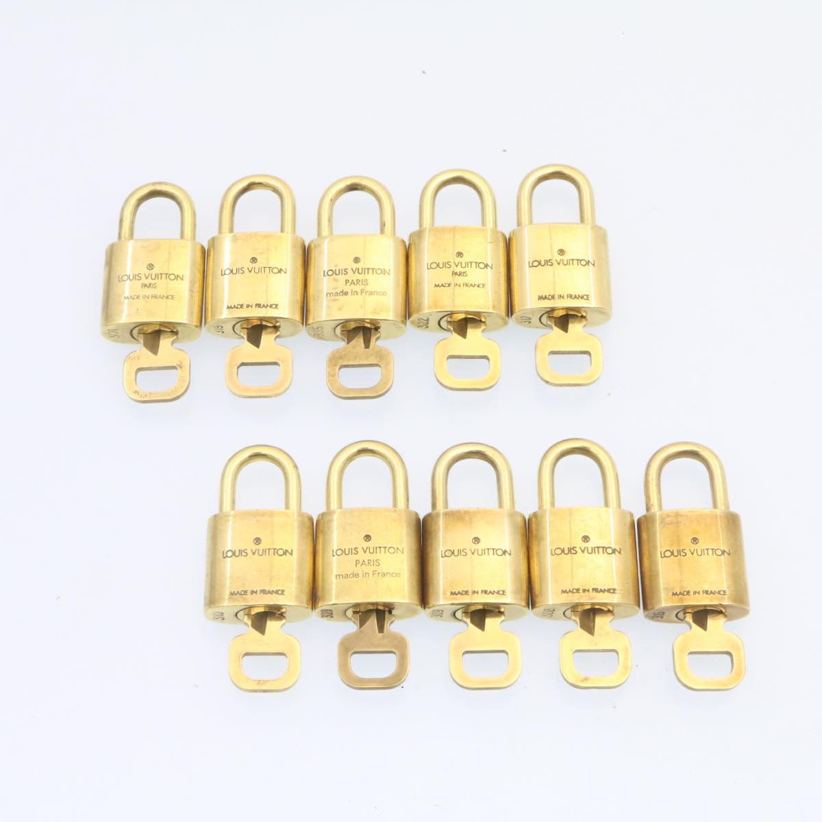 LOUIS VUITTON Padlock 10set Padlock Gold Tone LV Auth am1297g