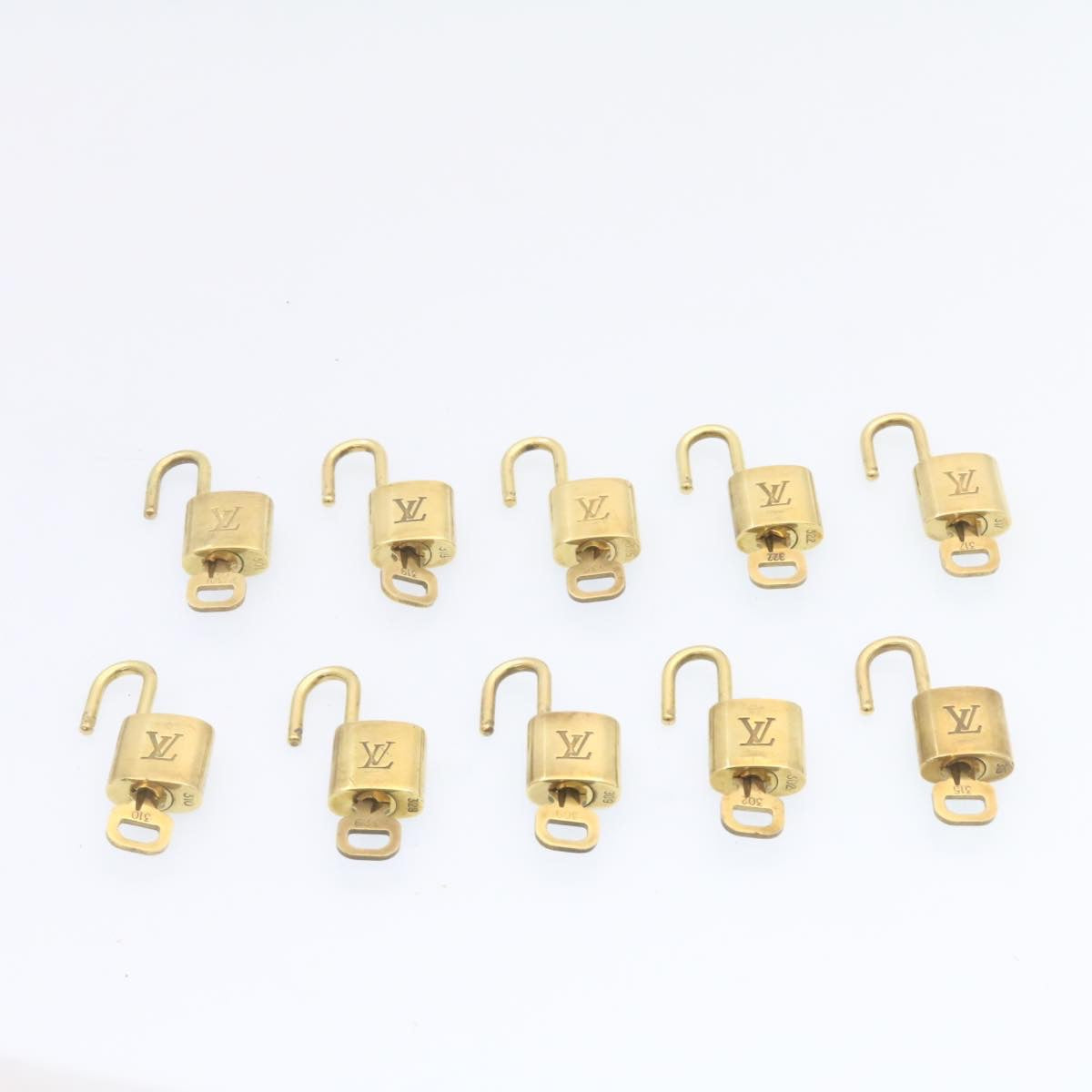 LOUIS VUITTON Padlock 10set Padlock Gold Tone LV Auth am1297g