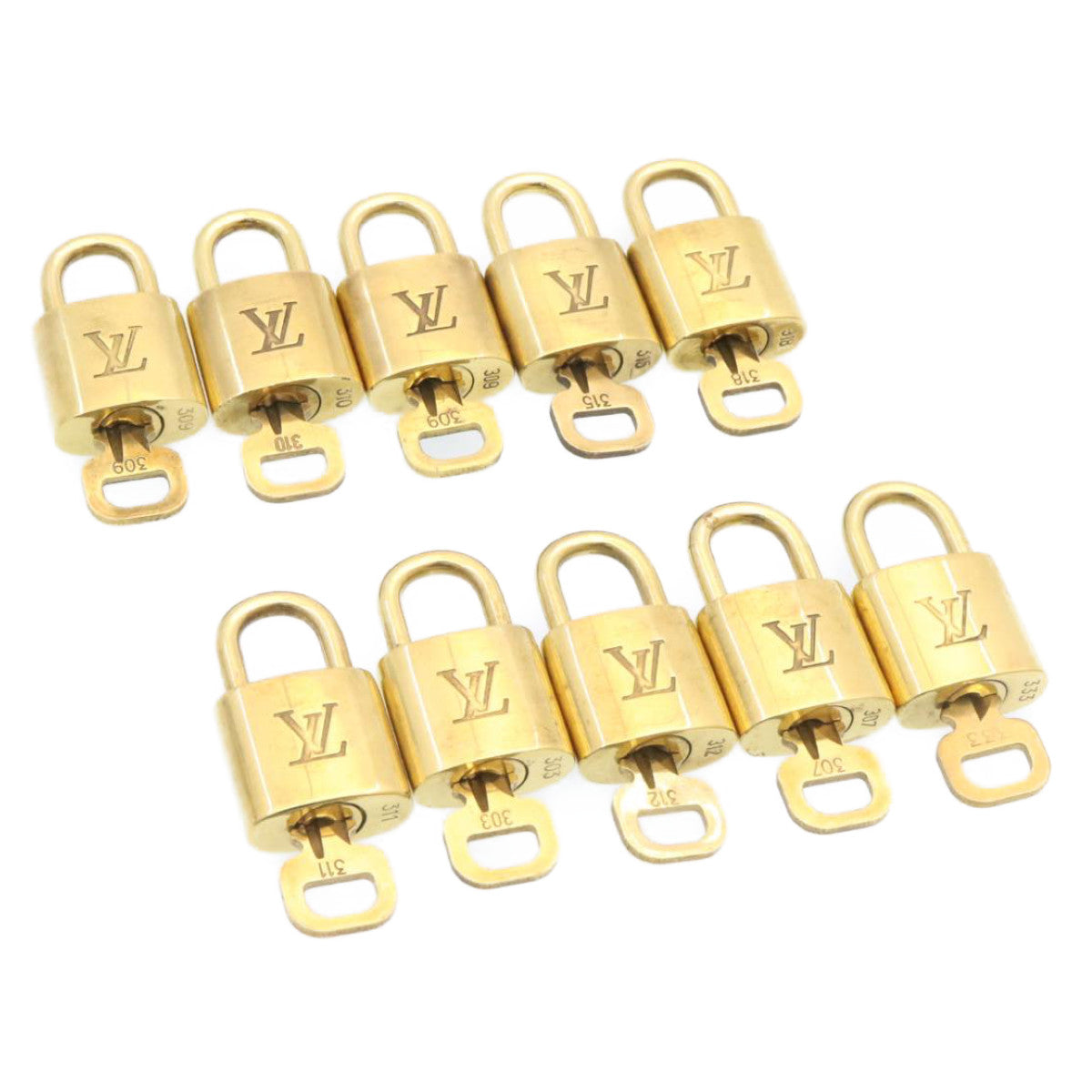 LOUIS VUITTON Padlock 10set Gold Tone LV Auth am1298g