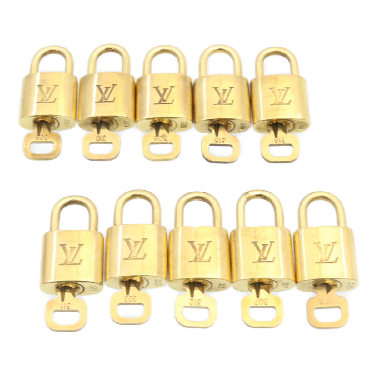 LOUIS VUITTON Padlock 10set Gold Tone LV Auth am1298g