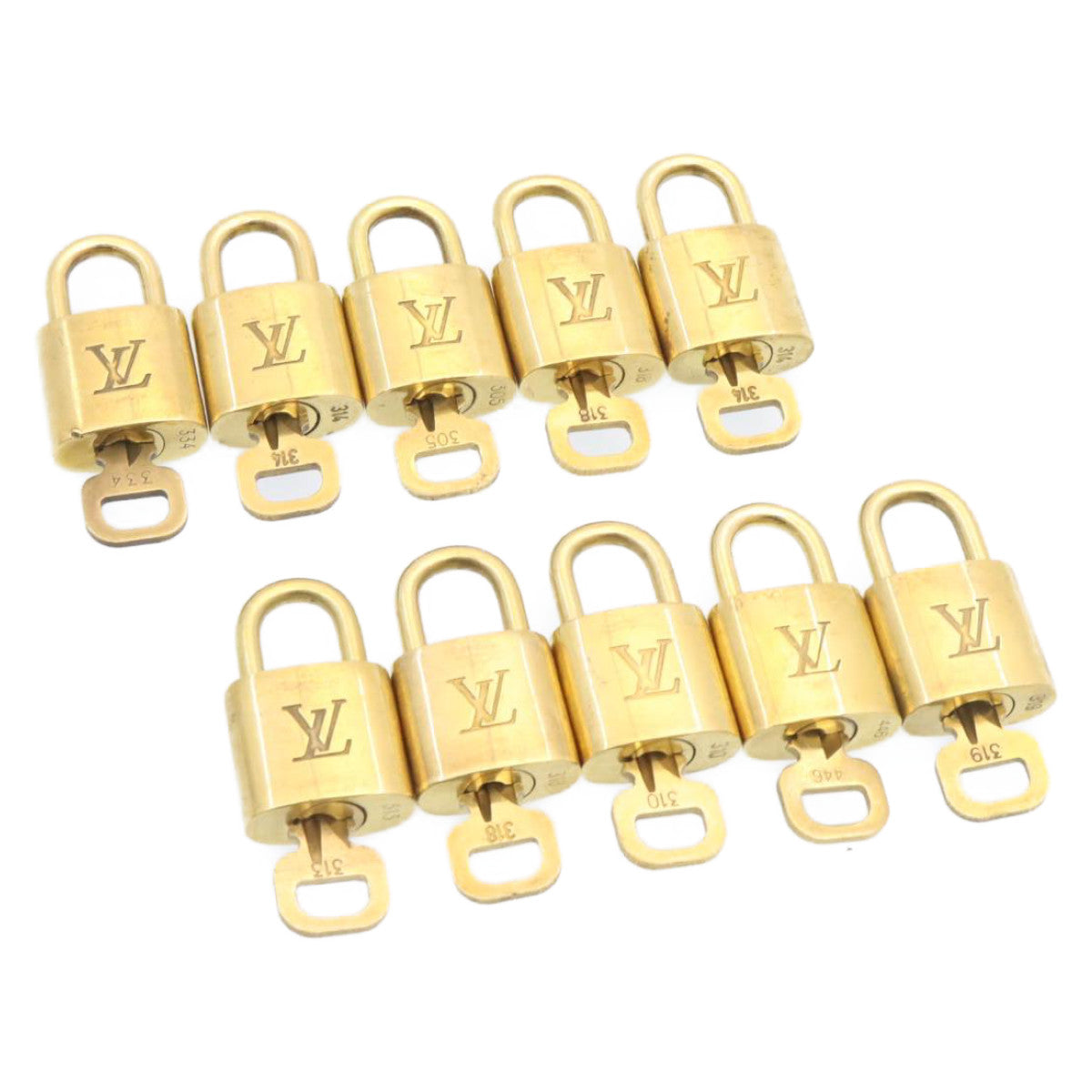 LOUIS VUITTON Padlock 10set Gold Tone LV Auth am1299g