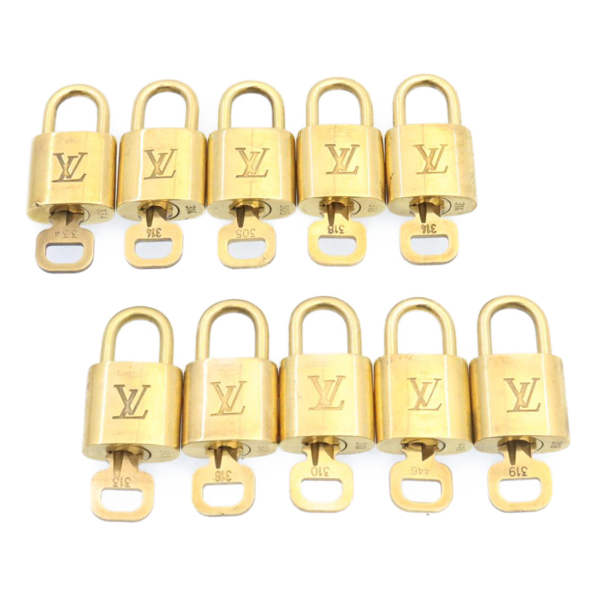 LOUIS VUITTON Padlock 10set Gold Tone LV Auth am1299g