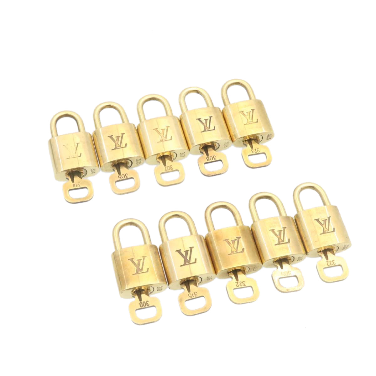 LOUIS VUITTON Padlock 10set Padlock Gold Tone LV Auth am1301g