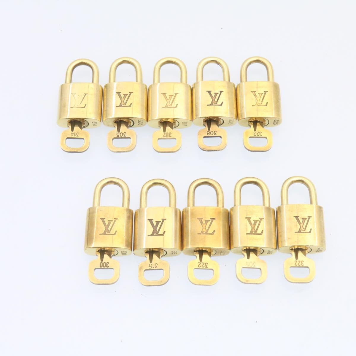 LOUIS VUITTON Padlock 10set Padlock Gold Tone LV Auth am1301g