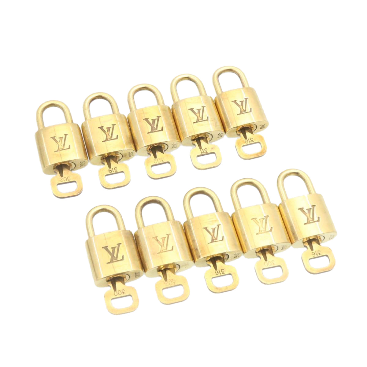 LOUIS VUITTON Padlock 10set Padlock Gold Tone LV Auth am1302g