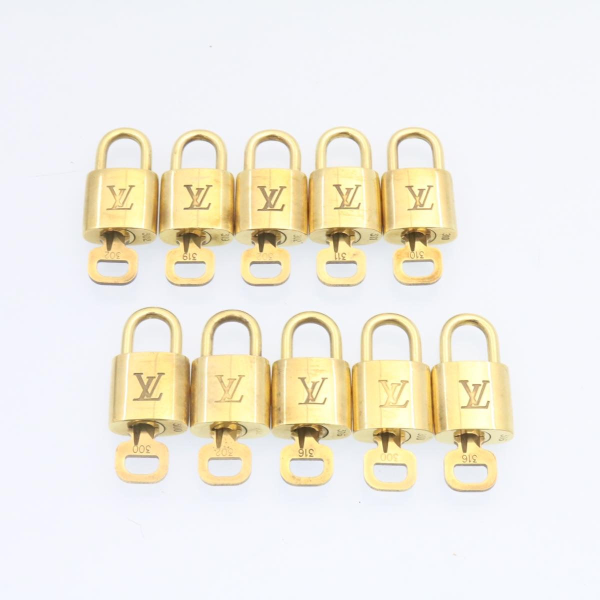 LOUIS VUITTON Padlock 10set Padlock Gold Tone LV Auth am1302g