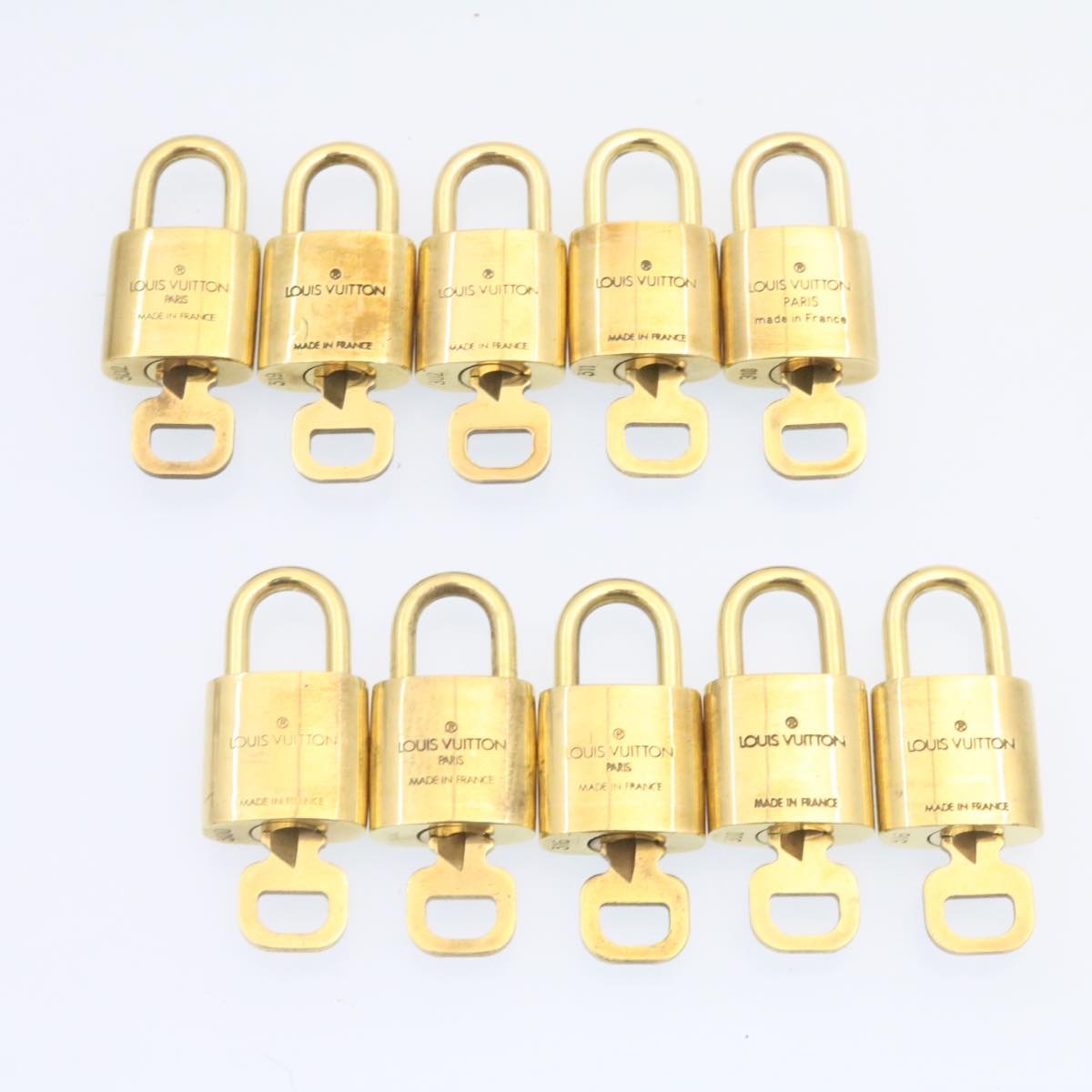 LOUIS VUITTON Padlock 10set Padlock Gold Tone LV Auth am1302g