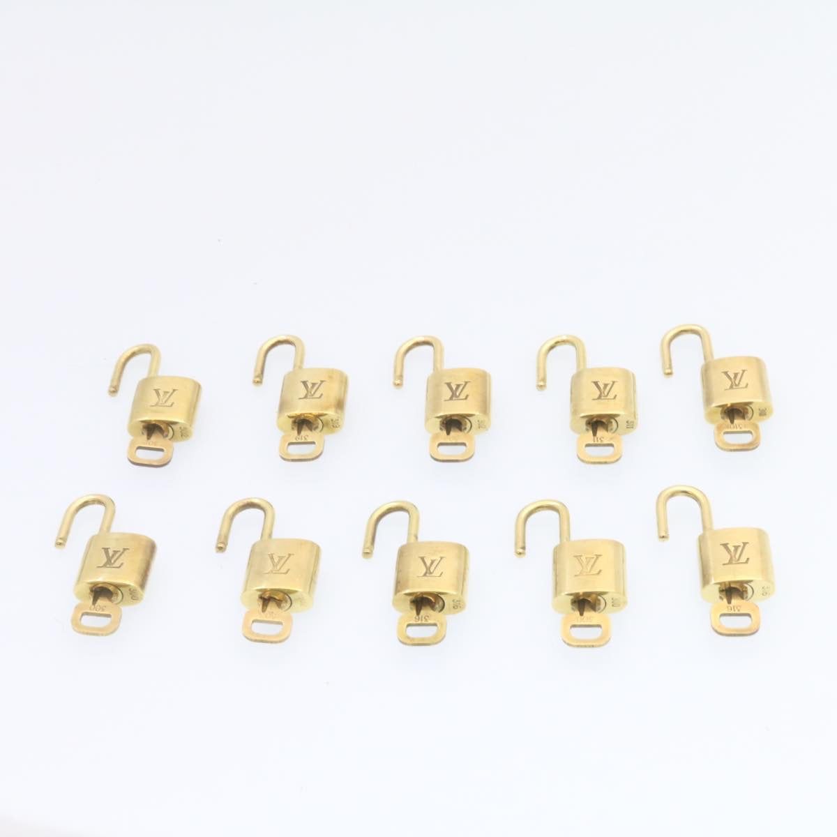 LOUIS VUITTON Padlock 10set Padlock Gold Tone LV Auth am1302g