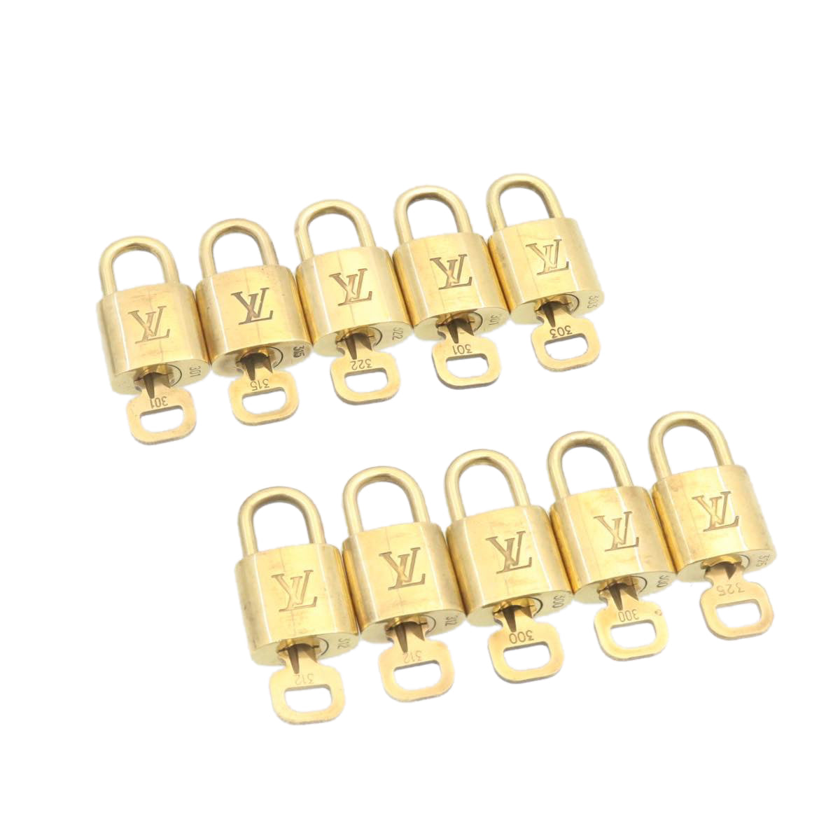 LOUIS VUITTON Padlock 10set Padlock Gold Tone LV Auth am1303g