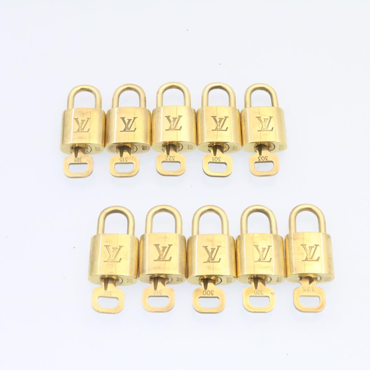 LOUIS VUITTON Padlock 10set Padlock Gold Tone LV Auth am1303g