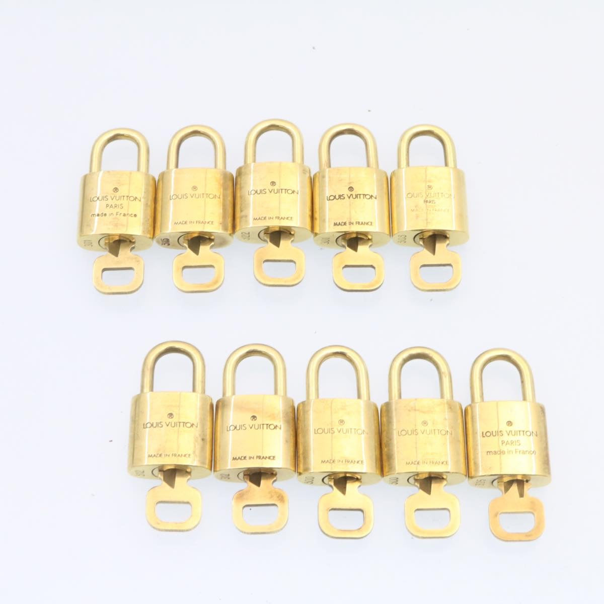 LOUIS VUITTON Padlock 10set Padlock Gold Tone LV Auth am1303g