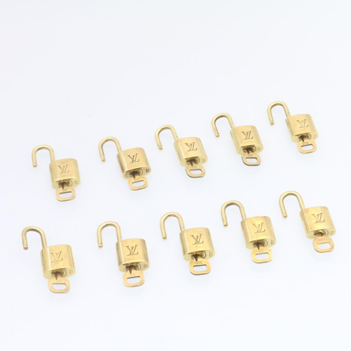 LOUIS VUITTON Padlock 10set Padlock Gold Tone LV Auth am1303g