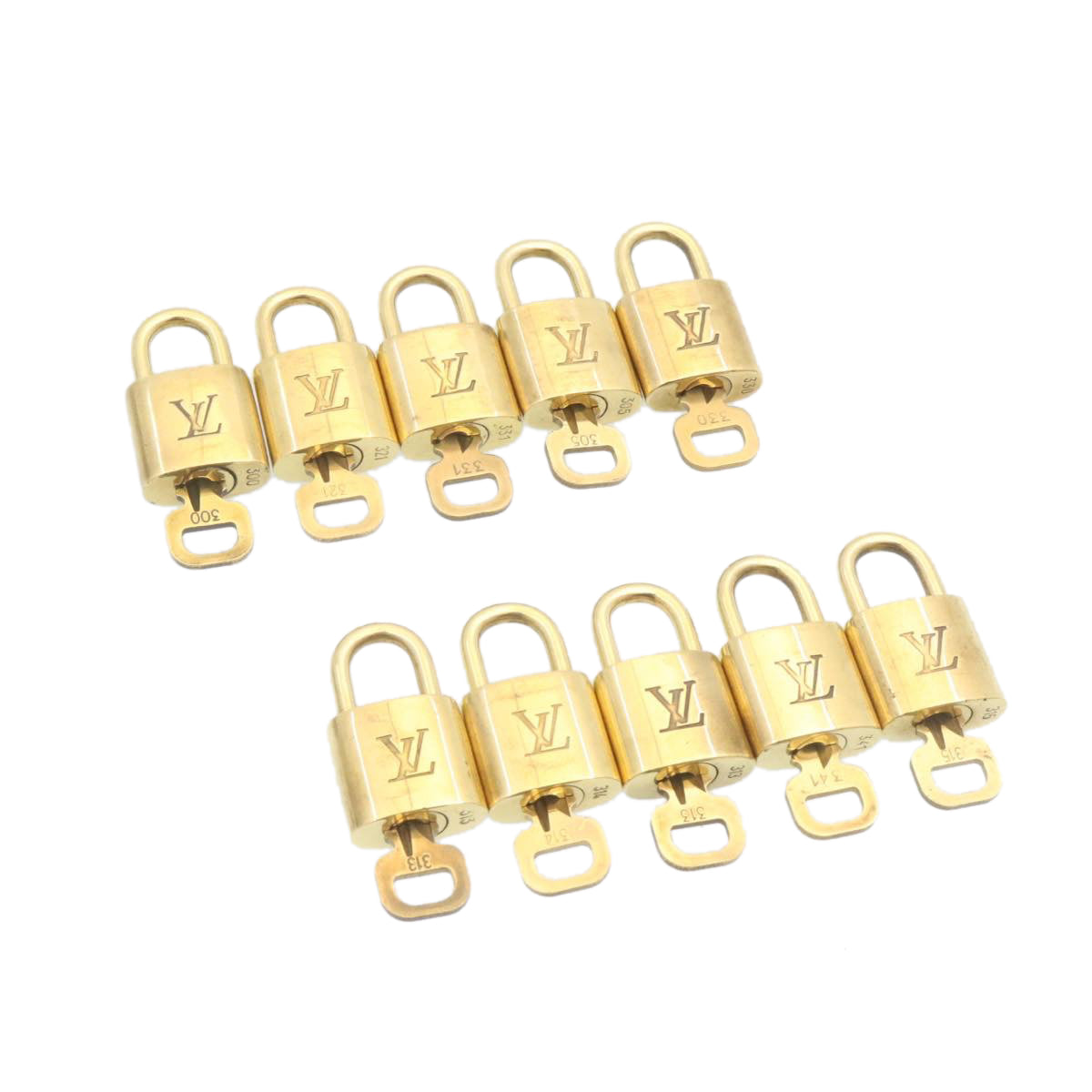 LOUIS VUITTON Padlock 10set Padlock Gold Tone LV Auth am1304g