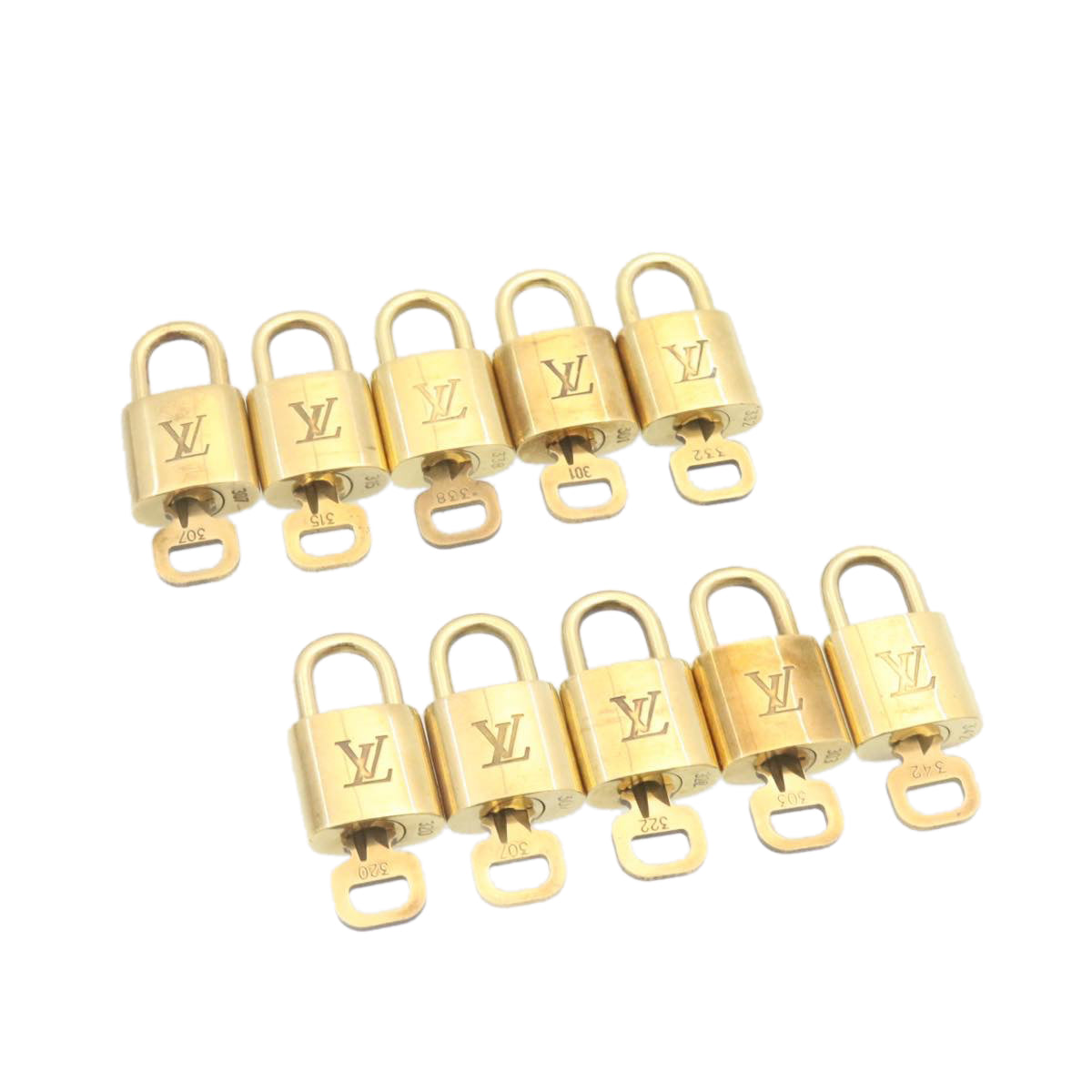 LOUIS VUITTON Padlock 10set Padlock Gold Tone LV Auth am1305g